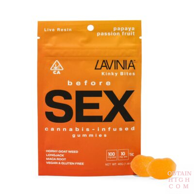 Papaya Passion Fruit Kinky Bites Before Sex Gummies by Lavinia obtain high